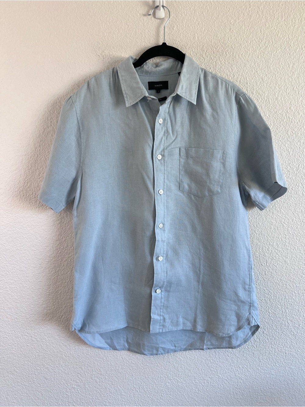 Vince Men's Short Sleeve Classic Fit 100% Linen Shirt Lightweight Woven